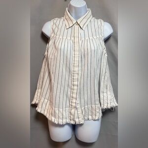 By Together White Cotton Tassel Tank Top Boho Buttons Size‎ Small